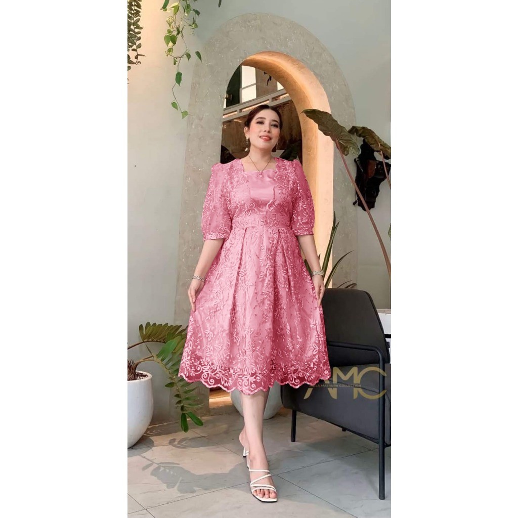 FRANKSTARSHOP / Dress Natalia lebih panjang/ dress brukat/ dress tile mutiara/ dress cantik/ dress t