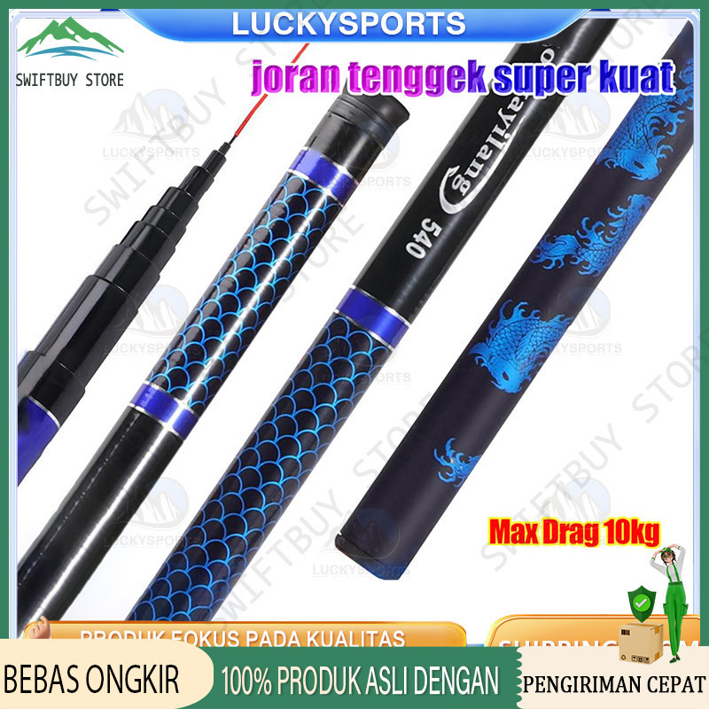 2.7m 3.6m 4.5m 5.4m 6.3m 7.2m Joran Tegek Fishing Rod Carbon Tegek Panjang Fishing Pole Fishing Floa