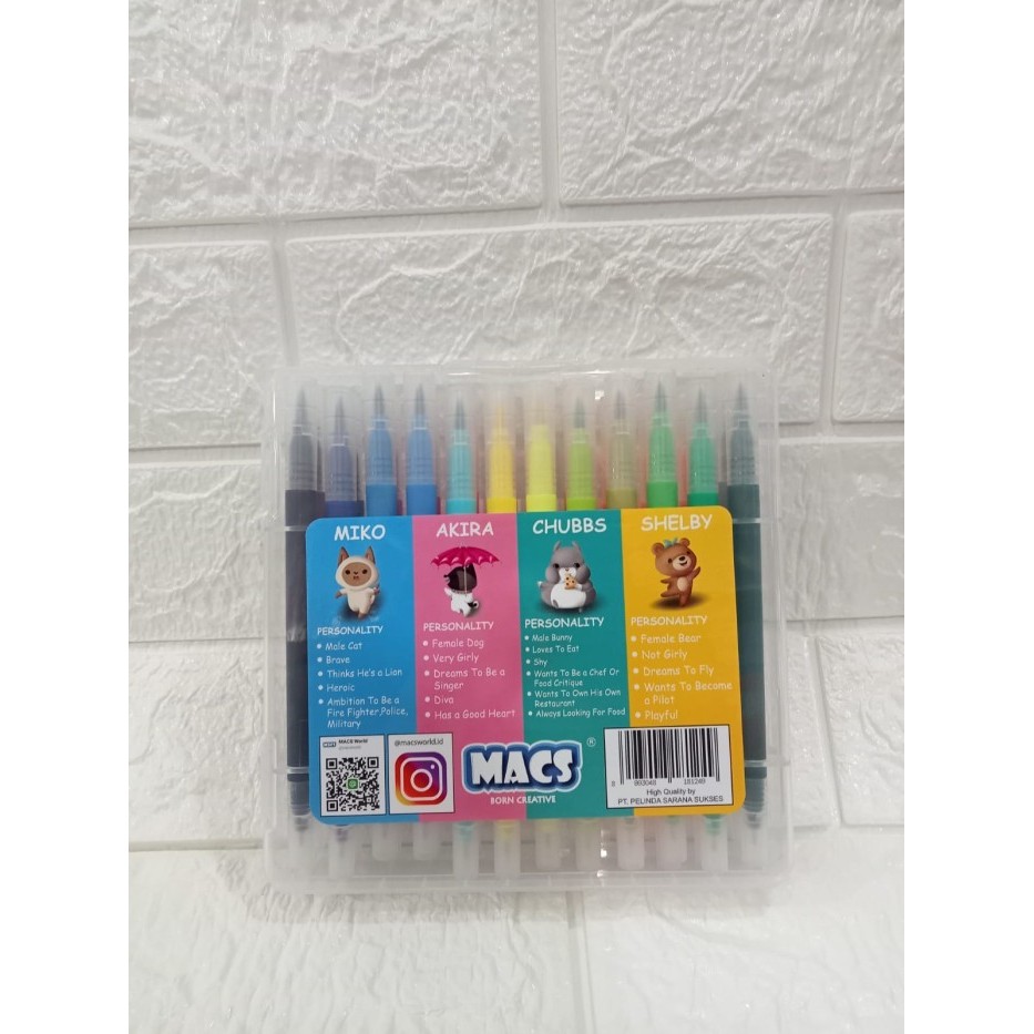 

best -Spidol Macs Dual Tip Brush Pen Marker Color 24 Warna / brush pen murah