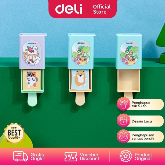 

Penghapus Unik Deli 71113 - Magic Eraser Trik Sulap Bersih Total Desain Lucu Mini - Random Warna