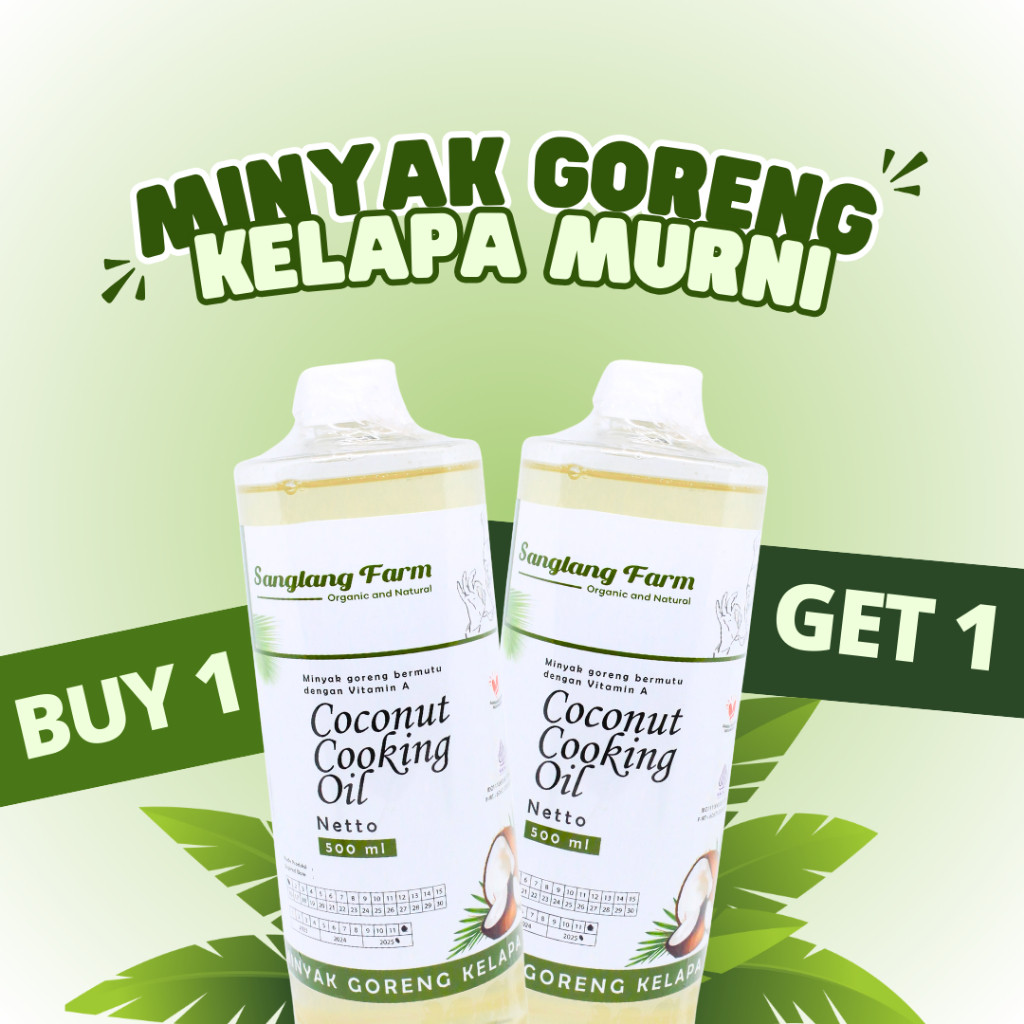 

Coconut Cooking Oil (CCO) Premium Minyak Goreng Kelapa Murni klentik 500 ml Sanglang Farm