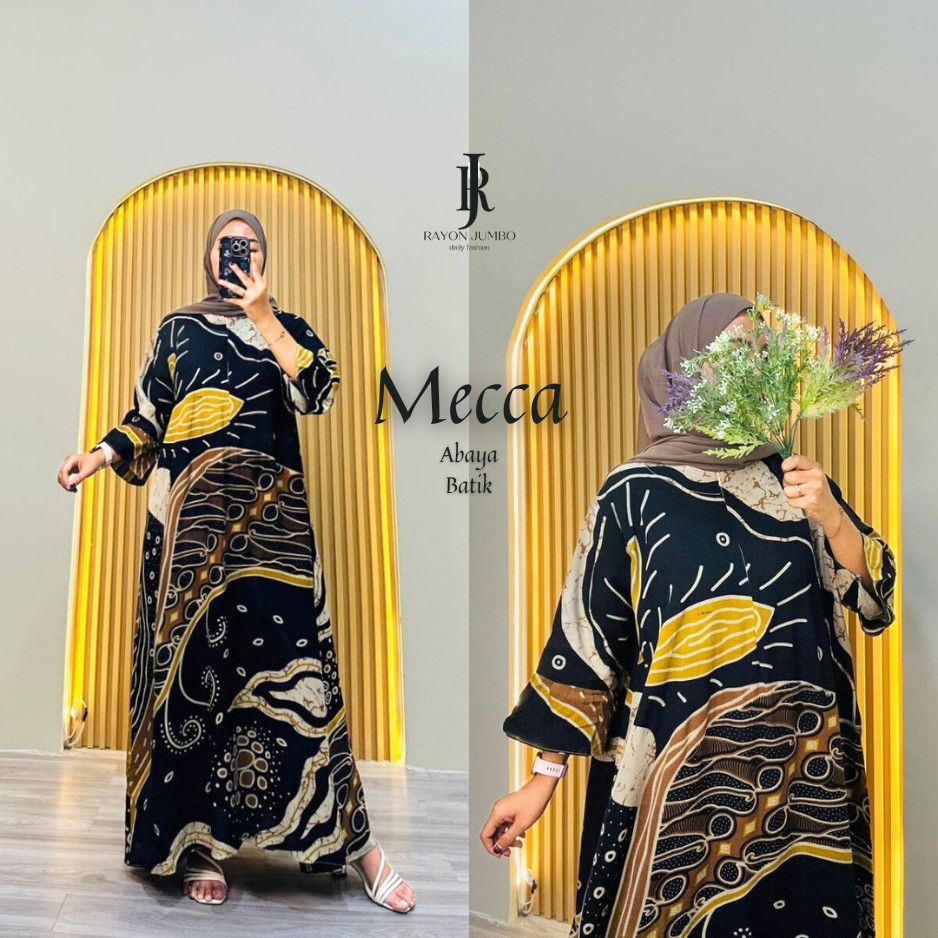 Abaya Mecca Jumbo LD 130 Rayon Premium Resleting Depan - Abaya Mewah Elegan Kondangan Pengajian