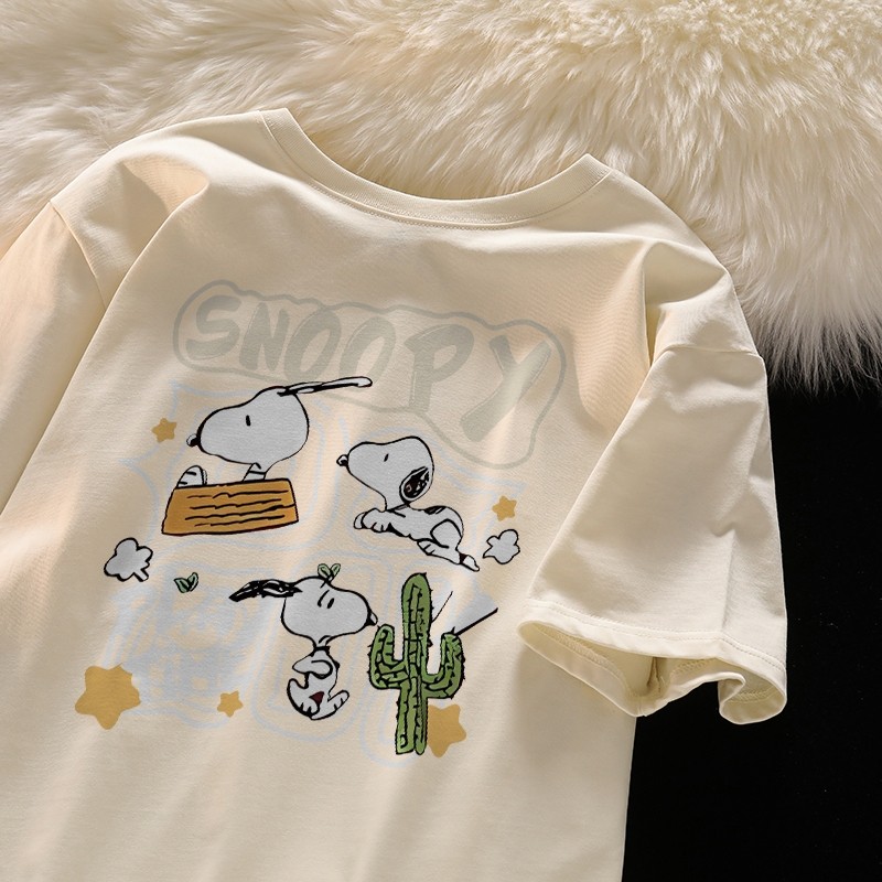 SanBatik Cream Kaos Snoopy cactus Retro Style Wanita Baju Atasan Wanita Terbaru/Atasan Wanita Kekini