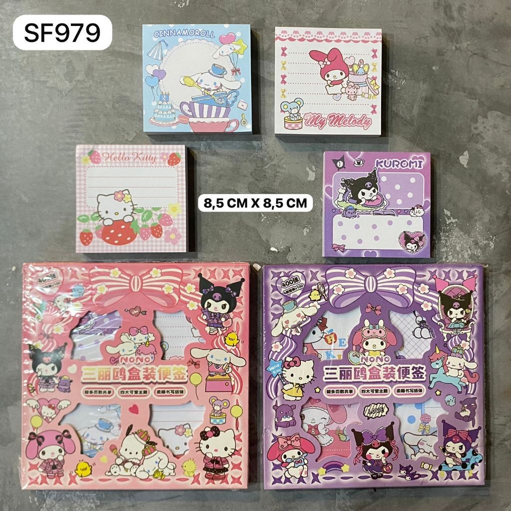 

(acc ptk) notes sanrio 979 / Sticky Notes Kuromi Mix Box 400 sheets 8x8 cm Memo Box Mix Cinnamoroll Mix