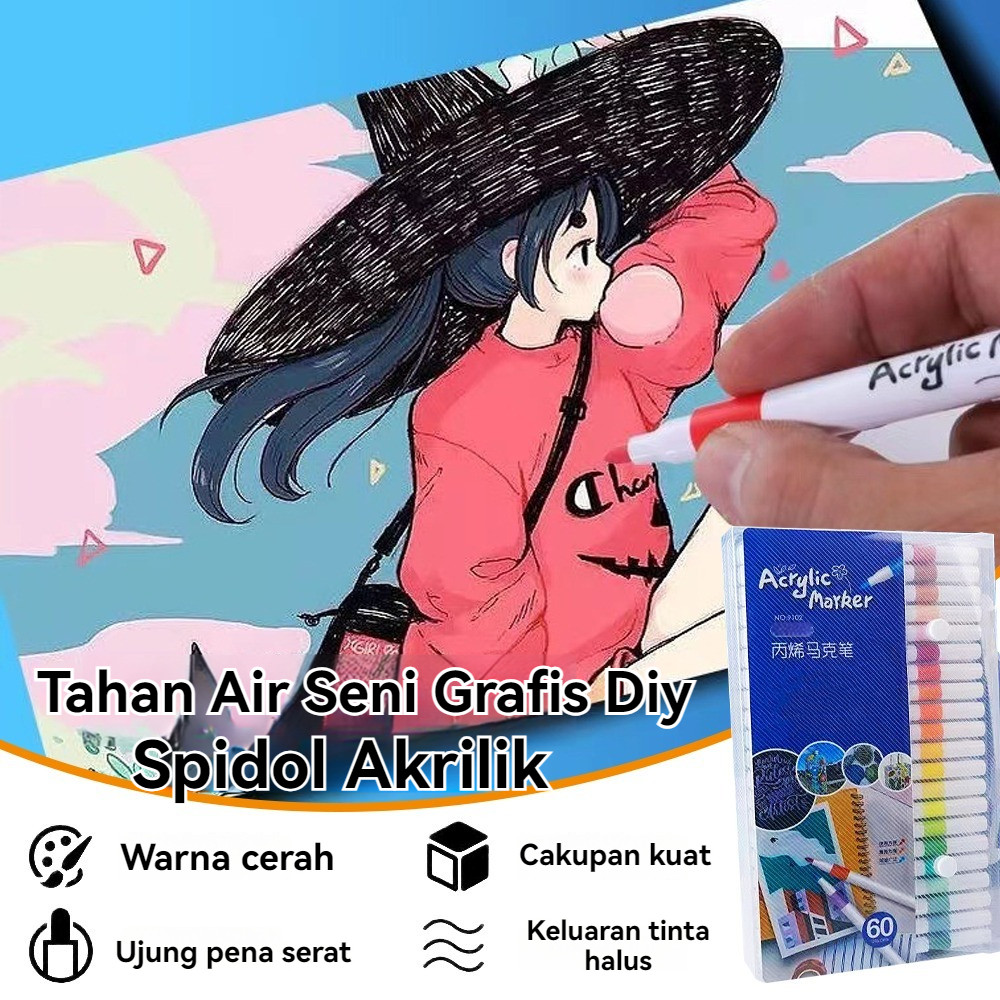 

Pen Akrilik Marker Warna Cepat Kering Tahan Air / Spidol Acrylic Painter / Menggambar Kreativitas Seni Edukasi Anak