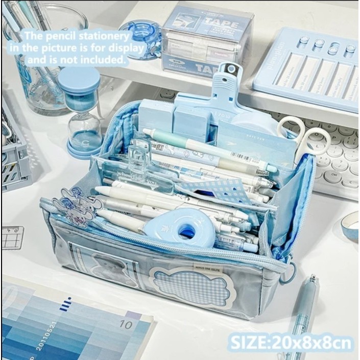 

New Collection[PROMO]] TEMPAT PENSIL KOREA UKURAN JUMBO MULTI SEKAT - BIRU.