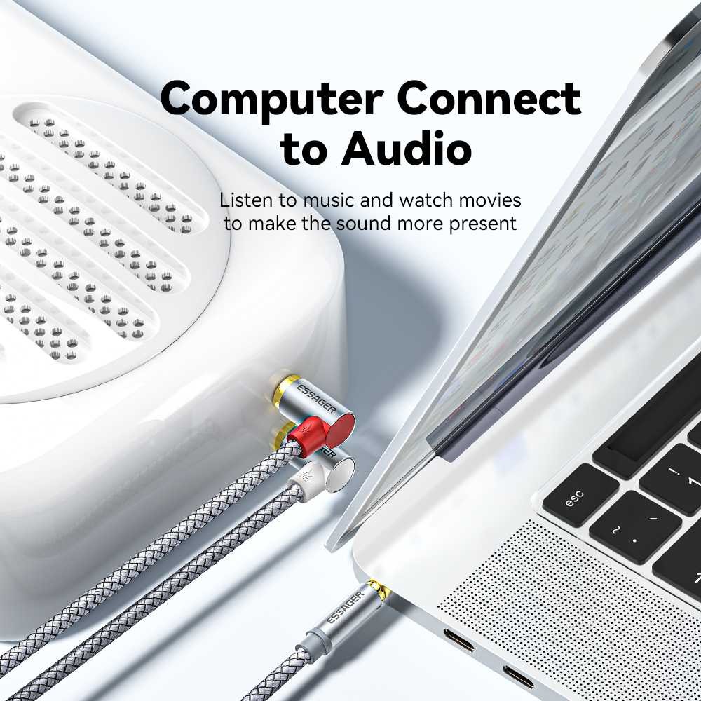 Kabel Audio Jack 3.5mm to RCA Double Lotus Elbow Adapter 3M - EYPWT-MYC0G-P