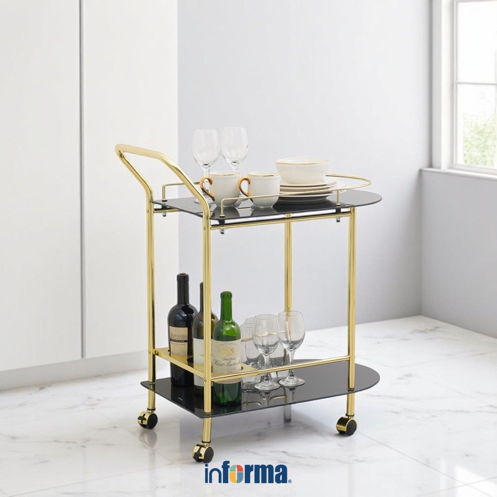 Informa Nabert Rak Troli Dapur 2 Tingkat - Hitam Tempat Penyimpanan Multifungsi Storage Trolley Whee