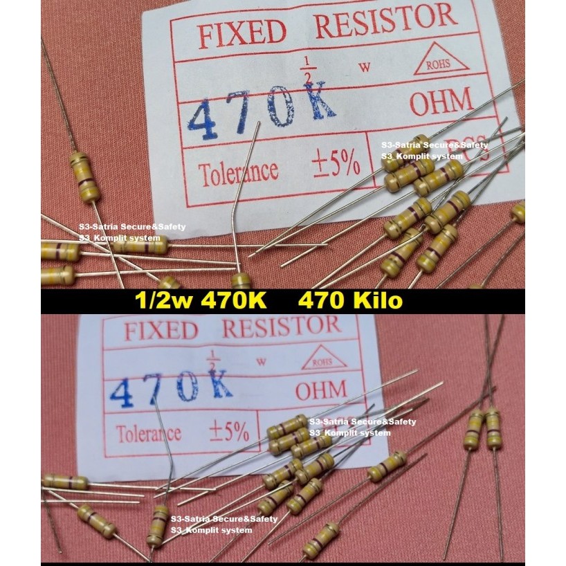 setengah Resistor 1/2w 470K OHM 470Kohm 0.5W 470Kilo 470 Kilo ½ watt