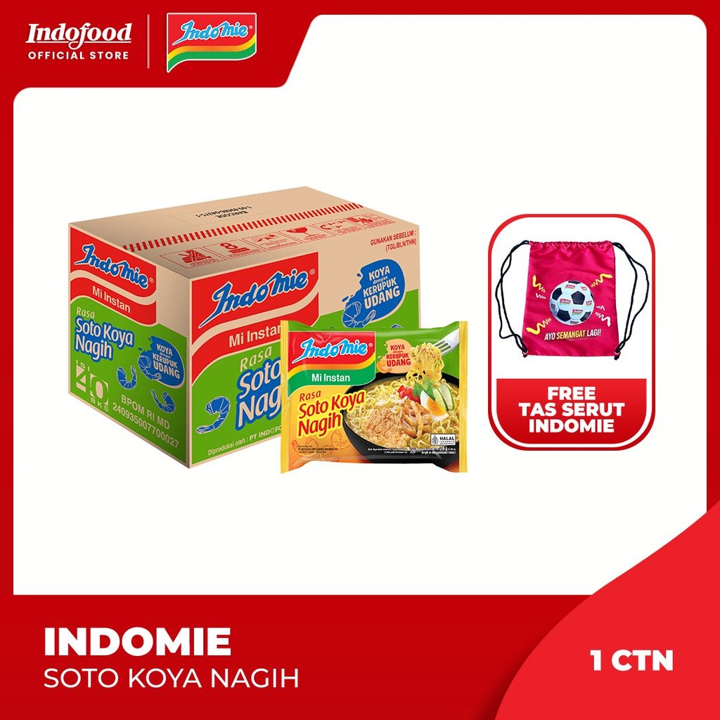 

CTN - Indomie Rasa Soto Koya Nagih 76 Gr Free Tas Serut Indomie