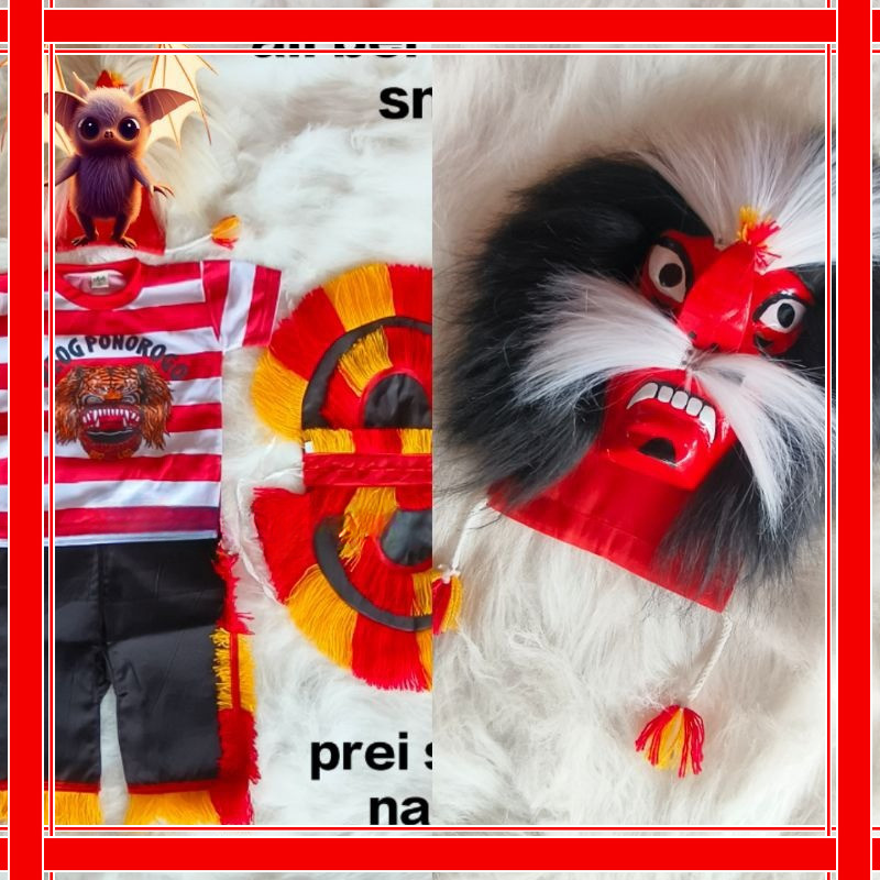 Baju Setelan Reog Anak – Baju Ganong, Barongan Kediri, Bujang Ganong, Celeng, Jaranan