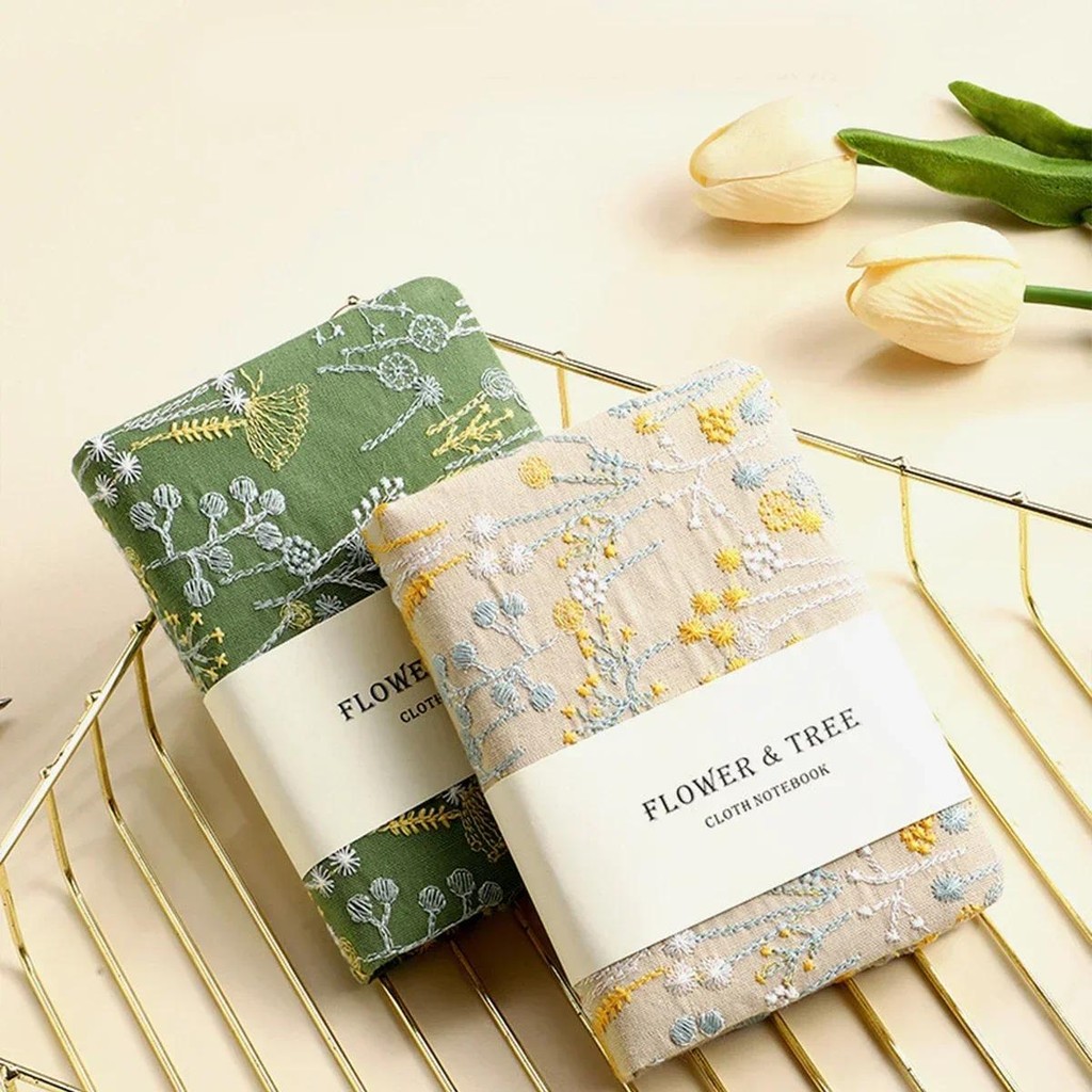 

1Pc A6 Irregular Embroidery Flower Notebook Portable Handbook Ultra-Thick Student Diary High-Value Simple Notebook for Students