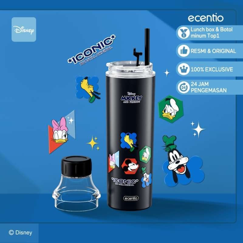 

ecentio Double cover stainless steel insulated water cup Disney edition（black)【Original】