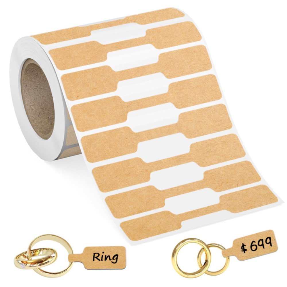 

500Pcs/Roll Blank Paper Price Tags Portable Self Adhesive Stickers Jewelry Hangtags Necklace Ring Display Packaging Wholesale