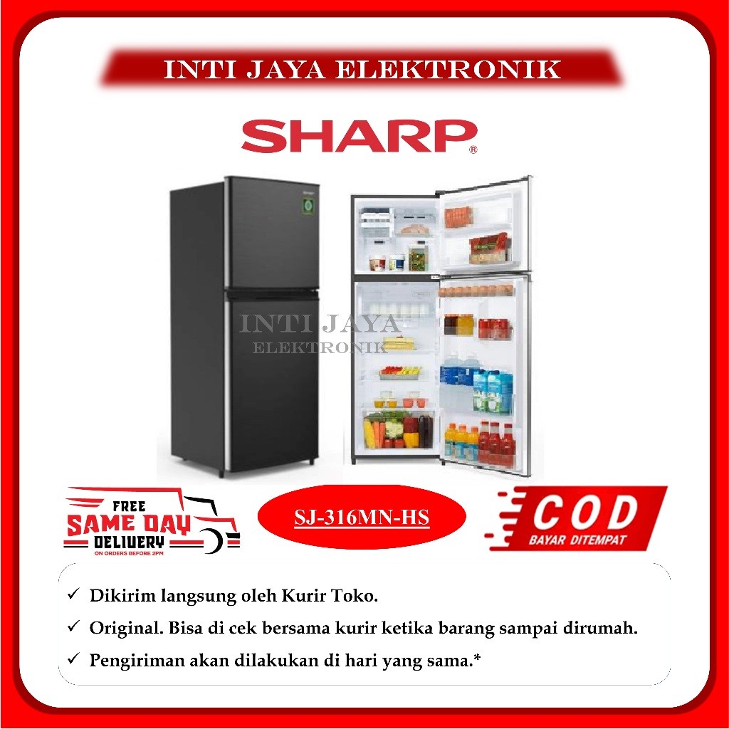 KULKAS SHARP SJ 316 MN HS 2 PINTU SJ316 MNHS SJ316MNHS SJ316 316MNHS 316MN