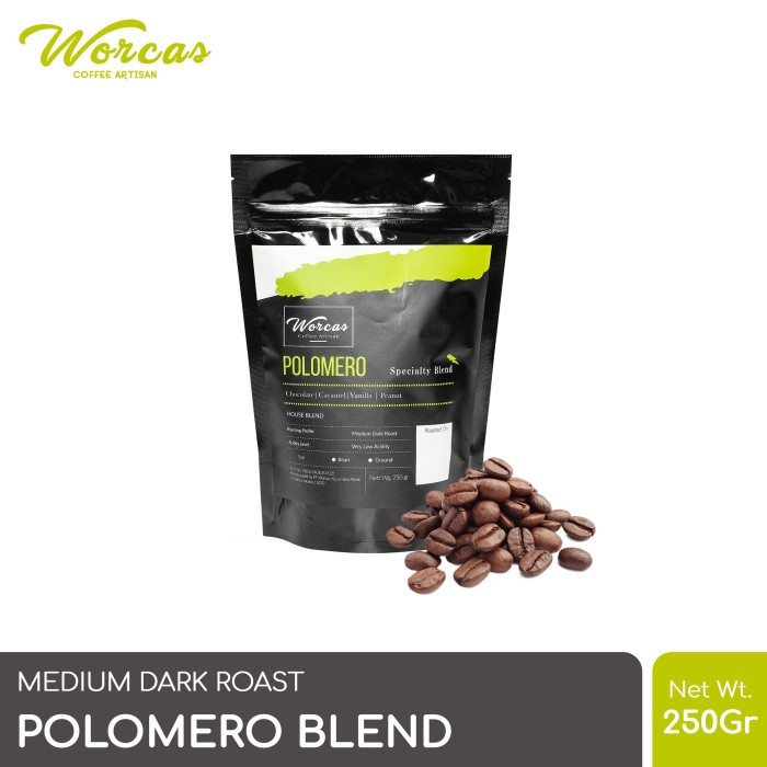 

WORCAS House Blend Polomero 250 Gram | Medium Dark Roast - KOPI BIJI