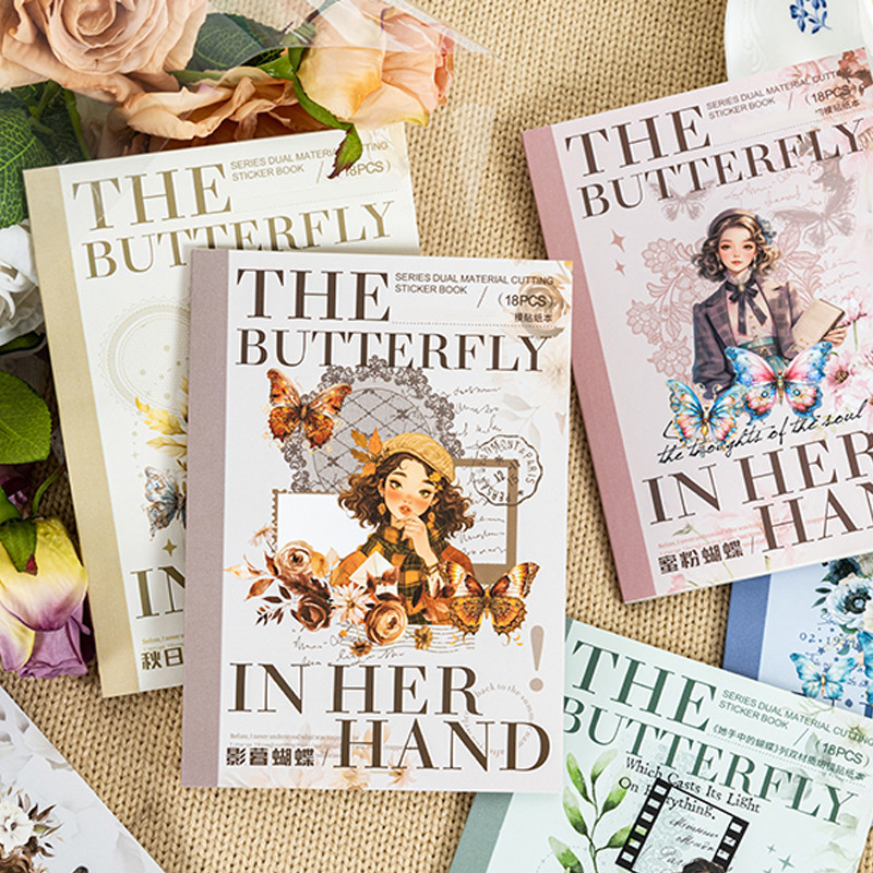 

Mr. Paper 6Style 18Pcs/bag Lace Dual Material Cut Film Sticker Book for DIY Handbook Calendar Envelope Card Scrapbook Decoration