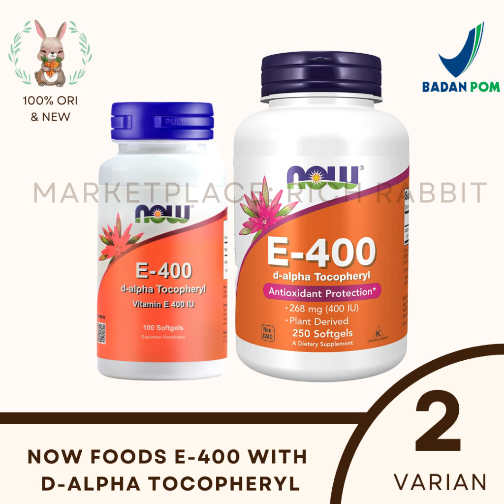 Now Foods Vitamin E 400 d-alpha Tocopheryl Antioxidant Protection 400 iu E-400 Rich Rabbit 100% ORI 