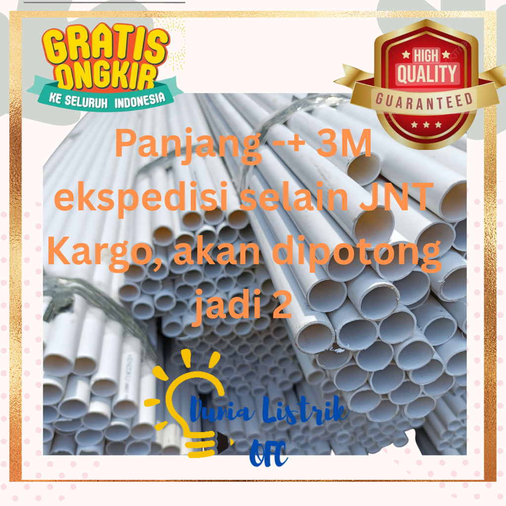 Pipa Conduit 20mm Kenzoku Pralon Kenzoku 20mm (Mohon Baca Deskripsi Pengiriman) Pralon Listrik 20mm 