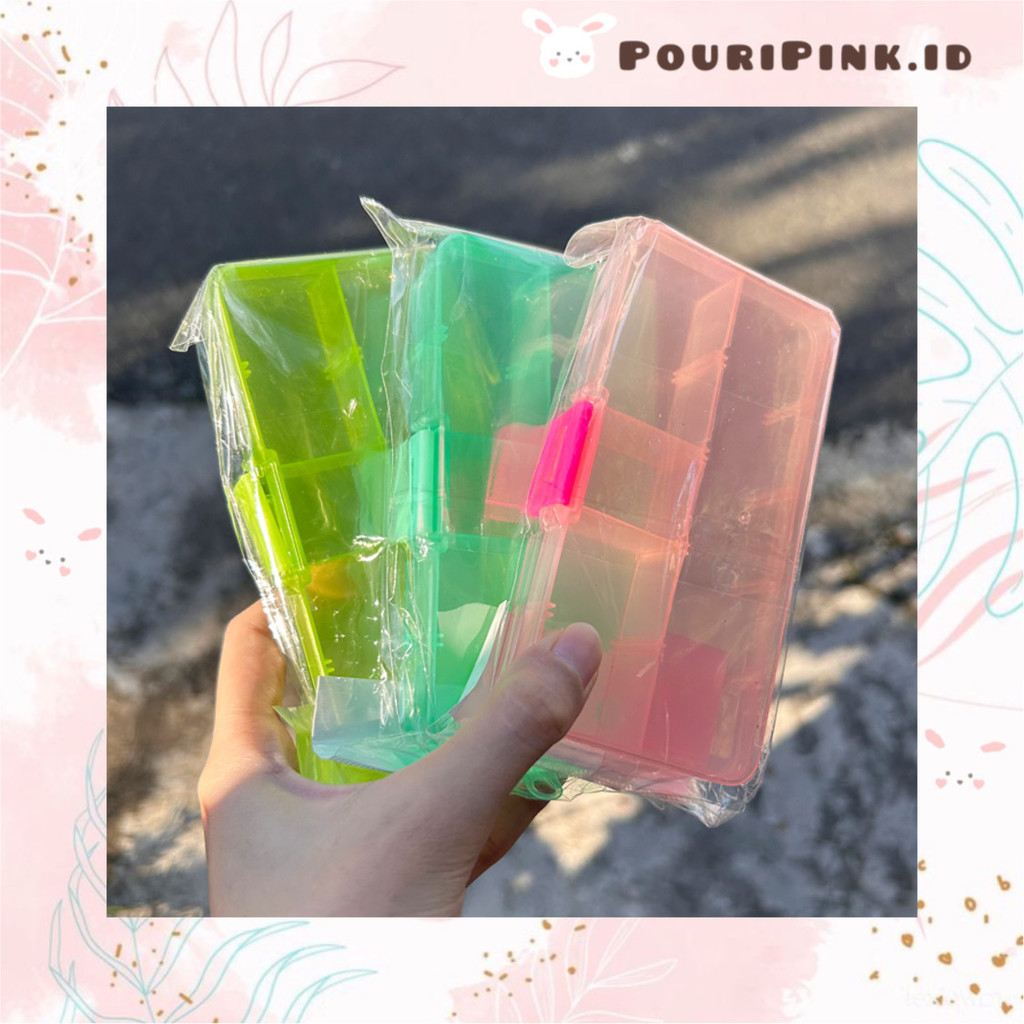 Kotak Sekat Kecil Serbaguna Transparan Warna Box Plastik Penyimpanan Obat Aksesoris Mtp Banjar Marta