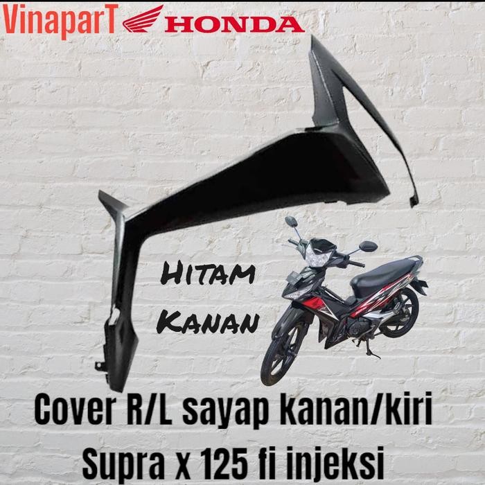 cover R L sayap tebeng supra x 125 fi injeksi k41 kanan kiri hitam merah putih hitam doff - hitam ka