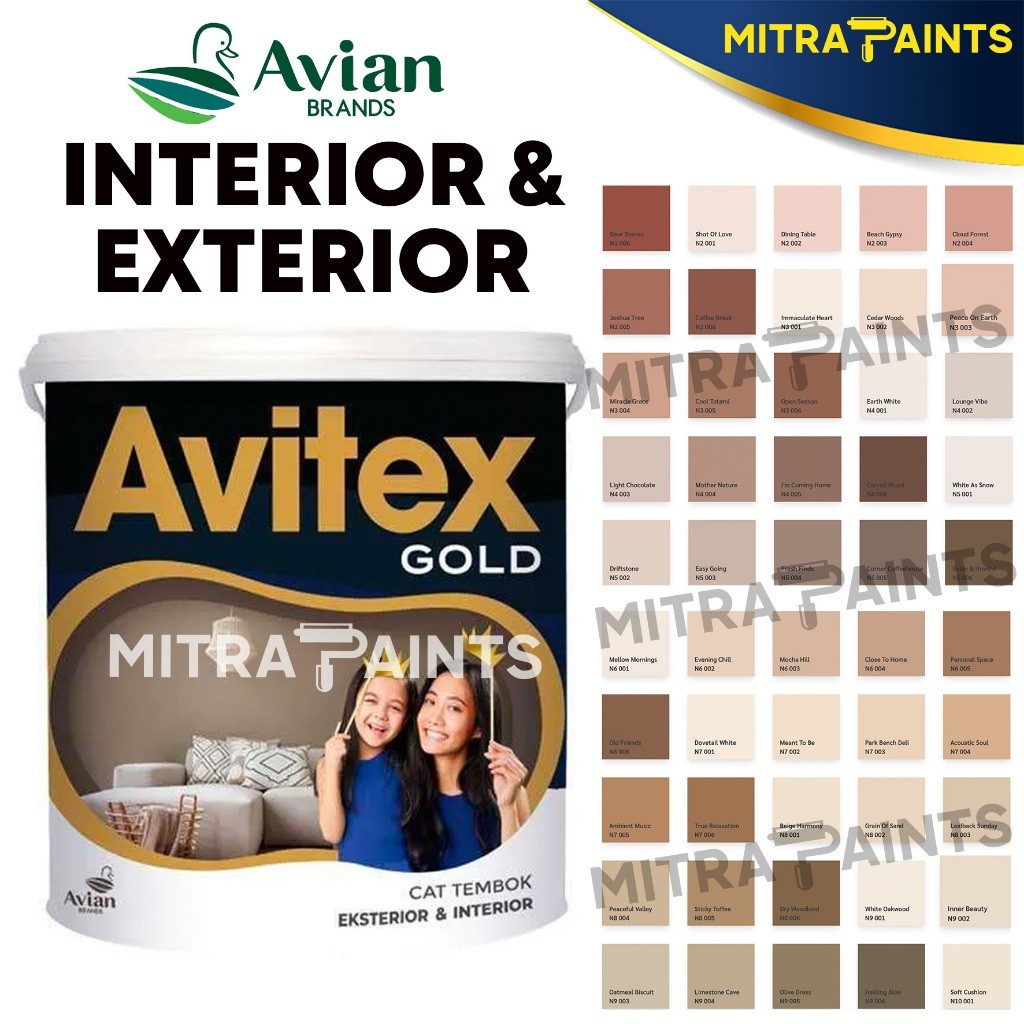 BISA KARGO AVITEX GOLD 5 KG CAT INTERIOR EKSTERIOR / CAT DINDING AVIAN WARNA COKLAT MOCCA BEIGE CREA