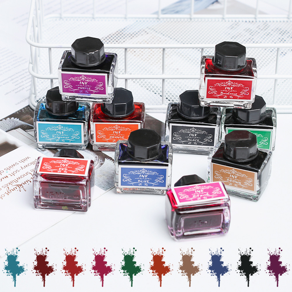 

1Bottle 5/15ML Carbon-free Colorful Ink Fountain Dip Pen Painting Writing Graffiti Supplies Feather Pen Ink Printer Chemical Ink