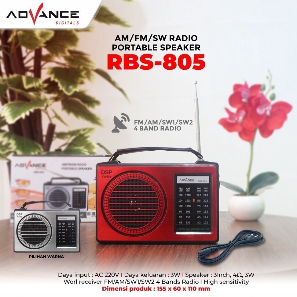 Radio FM/AM/SW1/SW2 Advance RBS 805 Baterai Besar