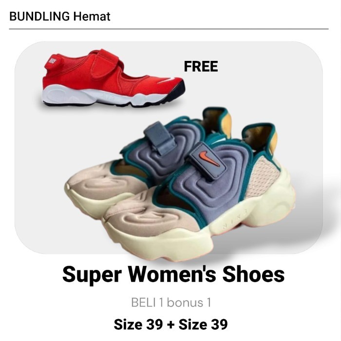 Nike Aqua Rift Sneakers Grey n Nike Air Rift Red White 322359-600 - Abu-abu, 40 free 1 pcs