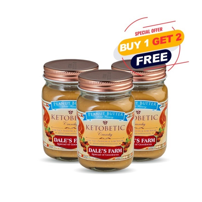 

New Arrival [BUY1 GET2] Dale’s Farm Ketobetic Crunchy Peanut Butter – 3 x 250gr