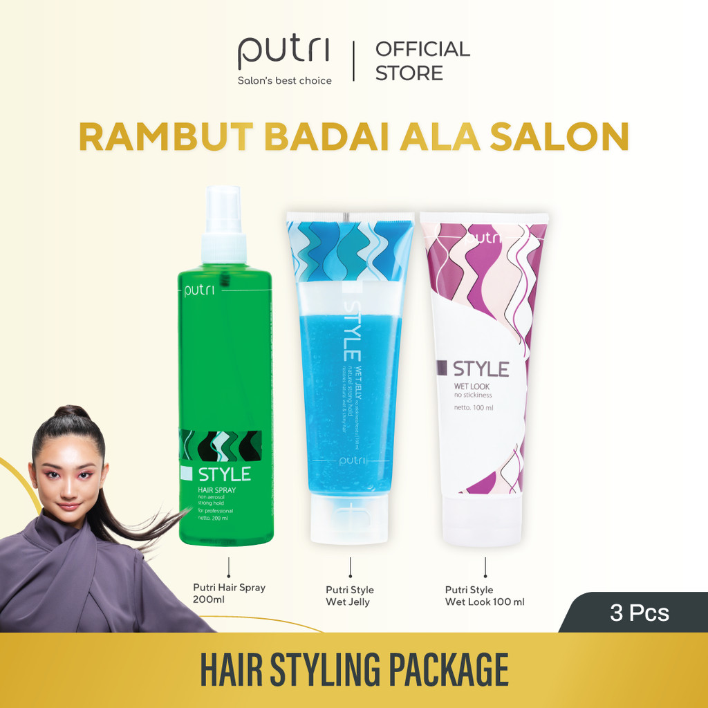 [PAKET STYLING ALA SALON] Putri Paket Syling Rambut Badai Ala Salon di Rumah | Hair Spray/Styling Gl