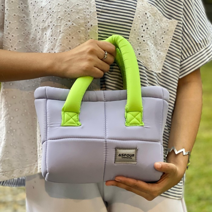 ✔W.H.Sw✔ - TERLARIS Mini Puffy Vol2 Kombinasi Warna Tas Wanita Hologram Slingbag Sling bag - Purple 