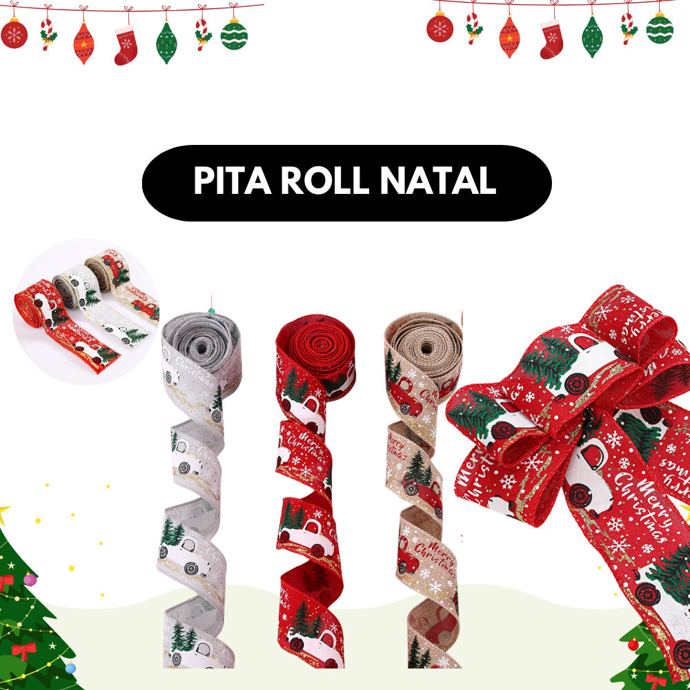 

KEDAIBUTIK (PN01) Pita Roll Ribbon Natal Merry Christmas Goni / Pita Hampers