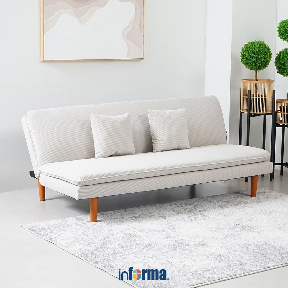 Informa Vienna Sofa Bed Fabric Corduroy - Abu-Abu Muda Tempat Duduk Multifungsi Sofa Tidur 2In1 Serb