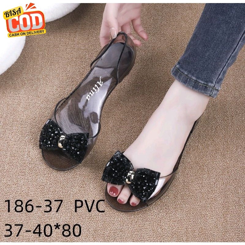 ALANA- Sepatu Jelly Kaca Wanita/Flatshoes Kaca Pita Transparan Summer's