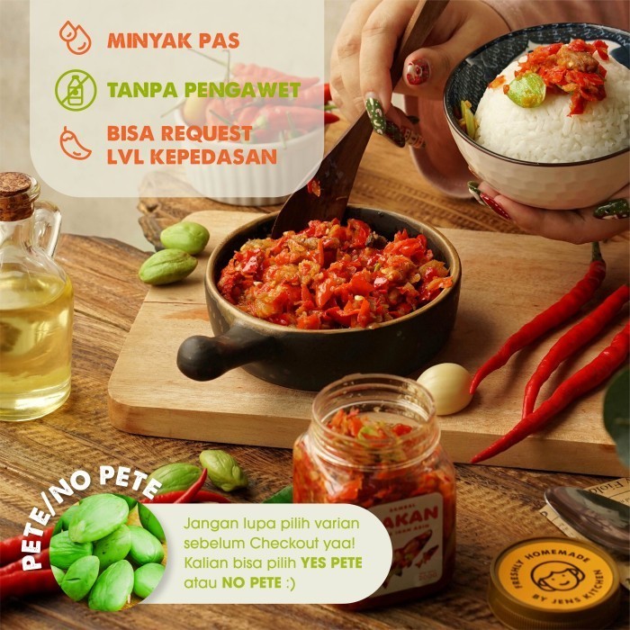 

✨TERLARIS -Sambal Cabe Ikan Asin Jens Kitchen 200 gram pedas gurih - YES PETE