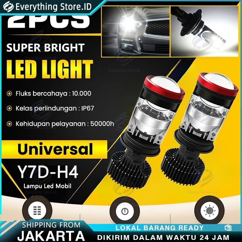 Lampu Led Mobil Dan Motor H4 Mini PJECTOR PROJIE Y7D SUPER BRIGHT 50 Watt Biled / Mini Projie Y7D H4