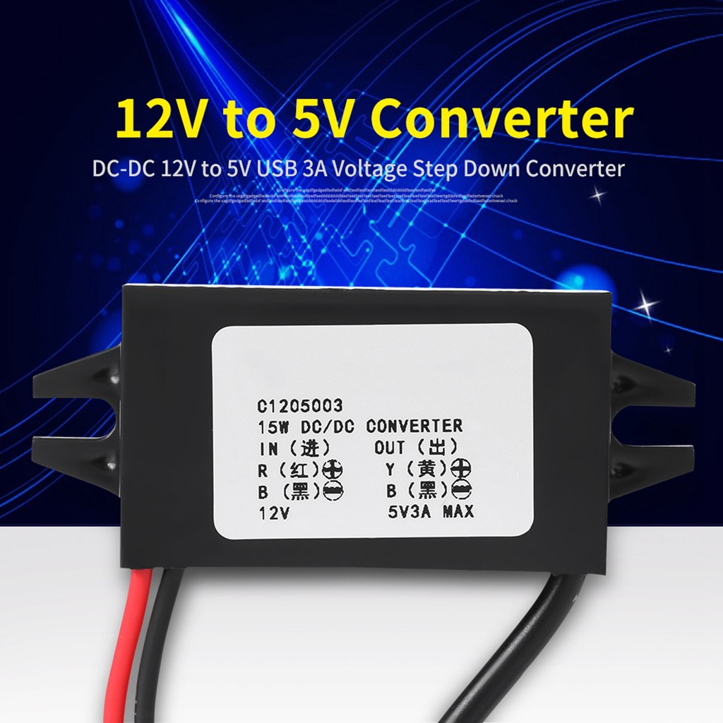 DC-DC 12V to 5V 3A Micro USB Converter Voltage Step Down Regulator for Car Smartphone Car Voltage Co