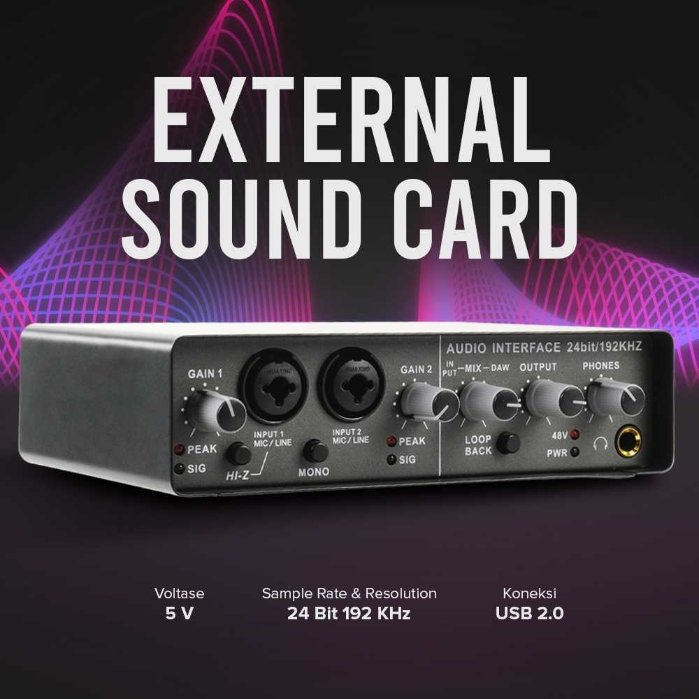 SoundCard Q-24 Audio Interface Pre-amp HighSpeed USB 2.0 Gain Independen Banyak Port