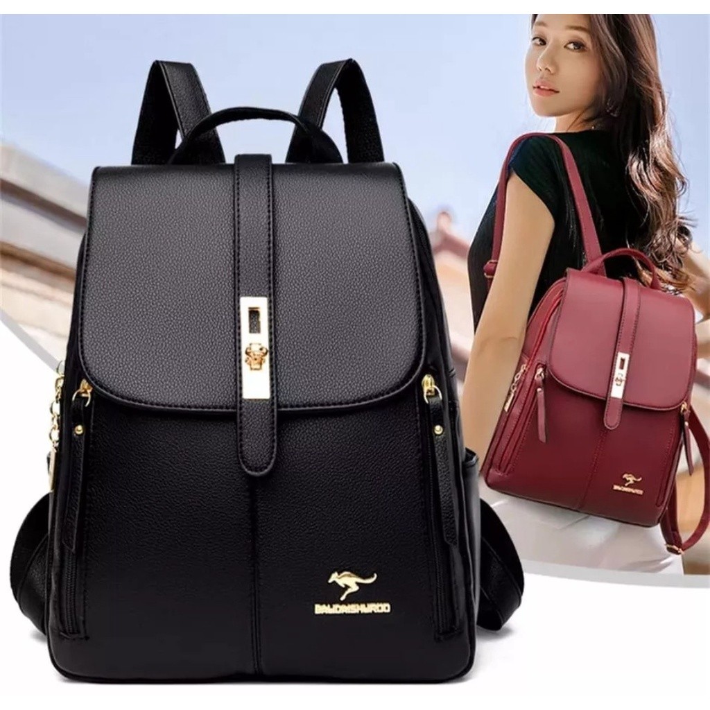 PROMO TAS RANSEL WANITA KULIT PU LEATHER  BACKPACK NEW ARRIVAL TERMURAH REALPICT BERKUALITAS) / RANS