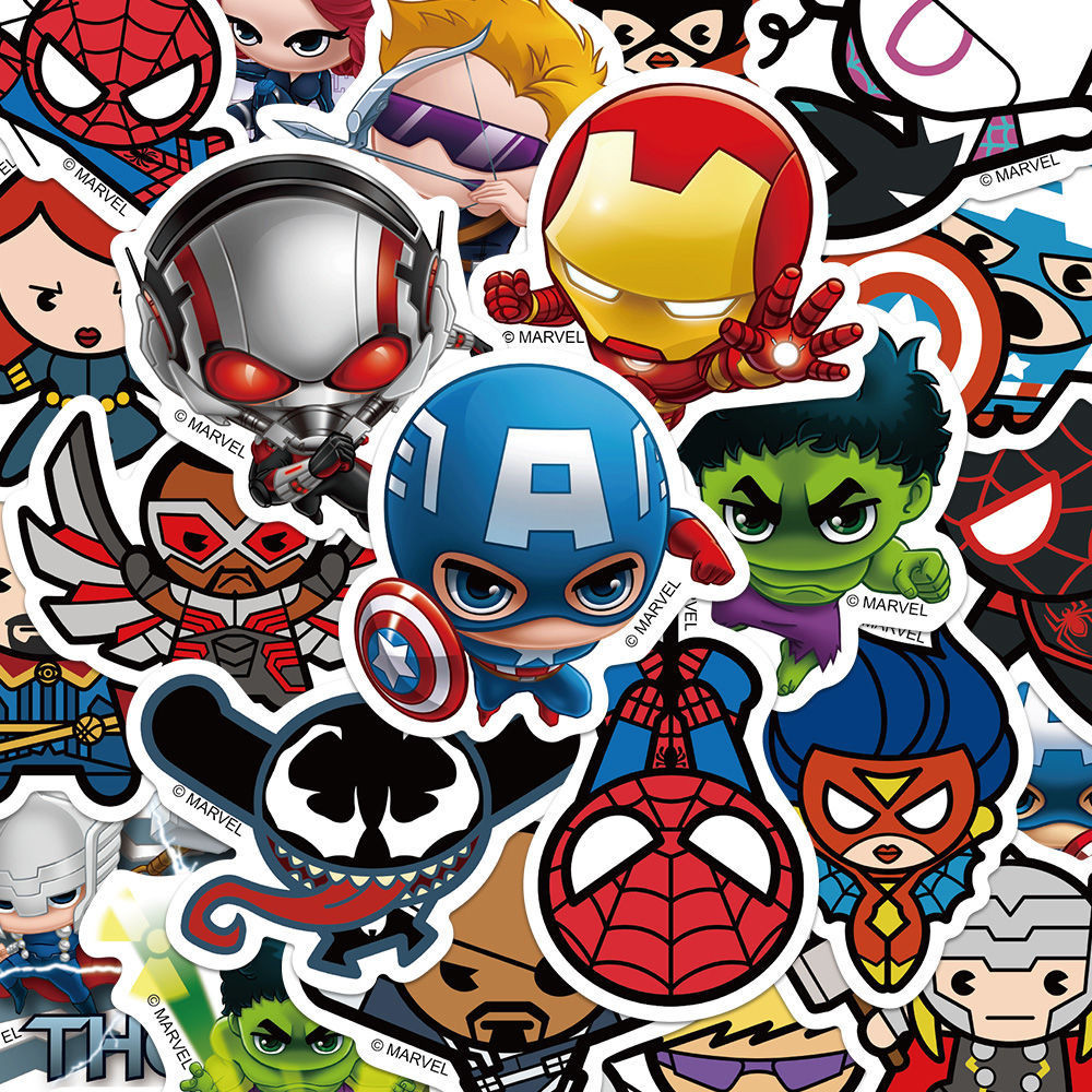 

50PCS Marvel The Avengers Anime Cartoon Sticker DIY Motorcycle Helmet Skateboard Laptop Bike Car Waterproof Stickers Decals