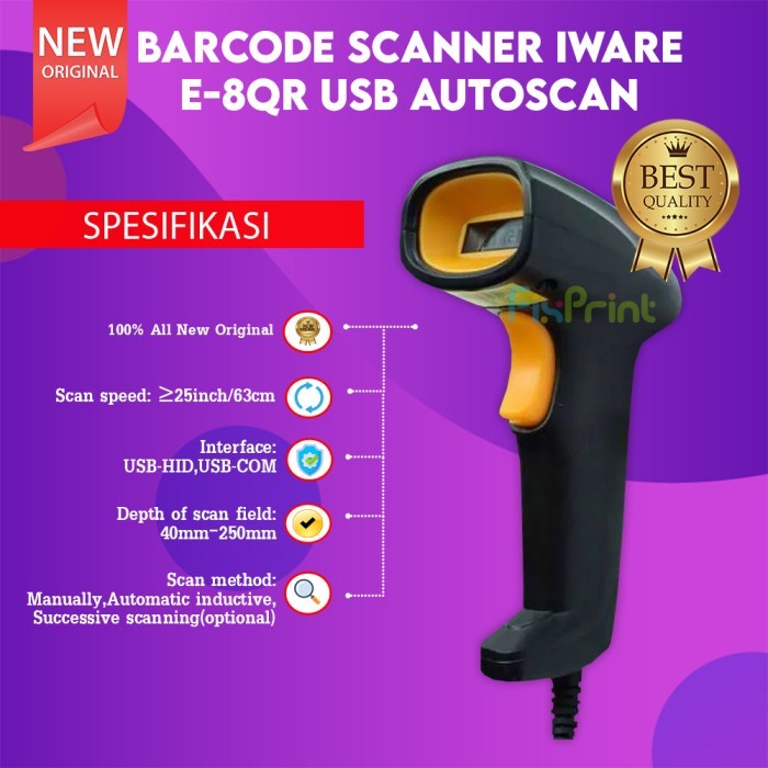 FixPrint Barcode Scanner USB 1D / 2D Auto Scan Iware E-8QR