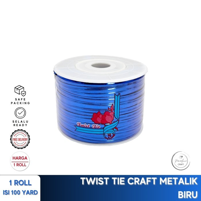 

DIY Tali Kawat Metalik 1 Roll 100 Yard Biru Twist Tie Metalic Plastik Art Craft Kraft Kerajinan Tangan Pita Pengikat Souvenir Kado Bingkisan Biru Parcel Parsel Hang Tag