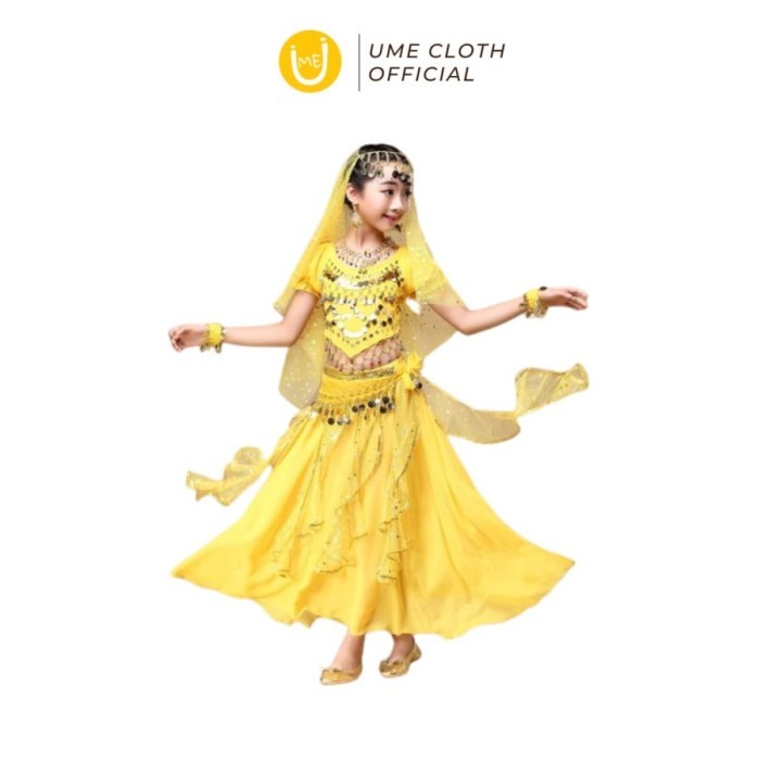 Fashion Anak Kostum Adat India - Baju Rok Anak Perempuan 882 - Kuning, M