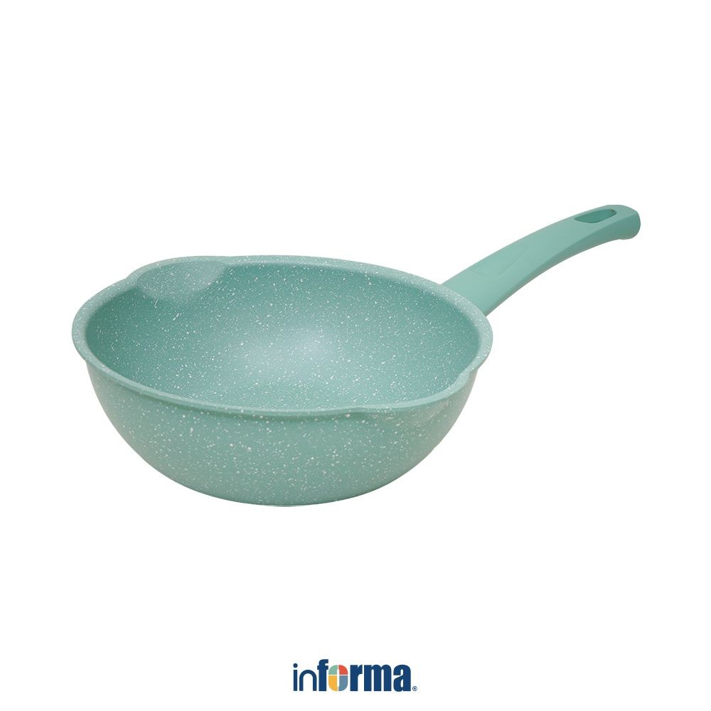 Informa Cooking Color 20 cm Kay Wajan Penggorengan Wok Marble - Hijau Frypan Pan Masak Teflon Penggo