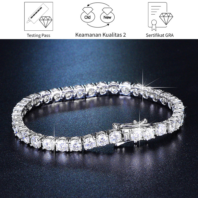 SikRoad Perhiasan Moissanite Wanita Gelang Platinum
