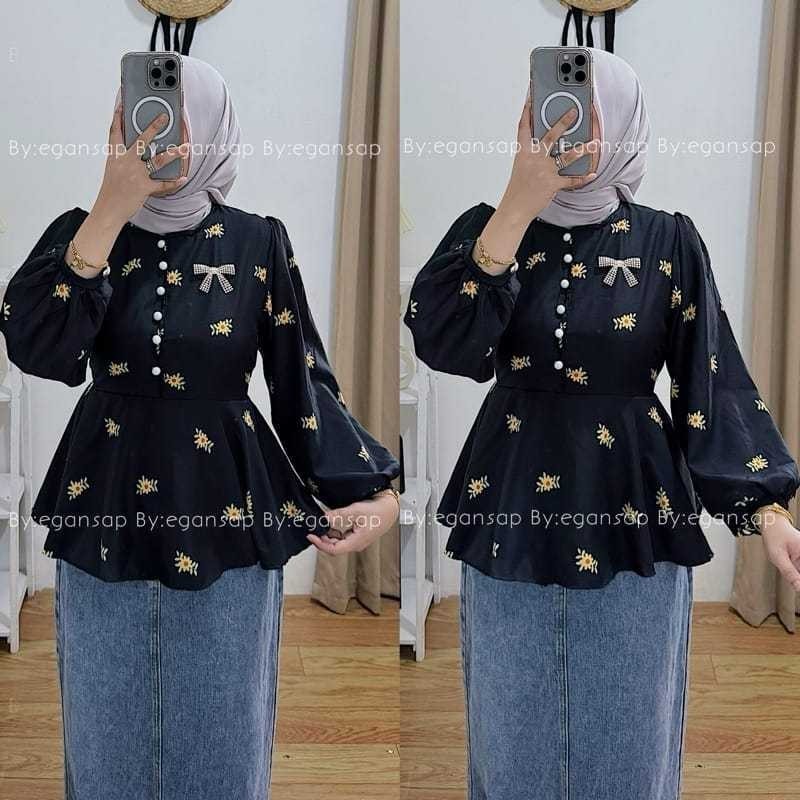 ZERAX - ZER FASHION WANITA TOP / Celia Blouse Wanita / ATASAN WANITA KEKINIAN / BLOUSE KOREA MOTIF B