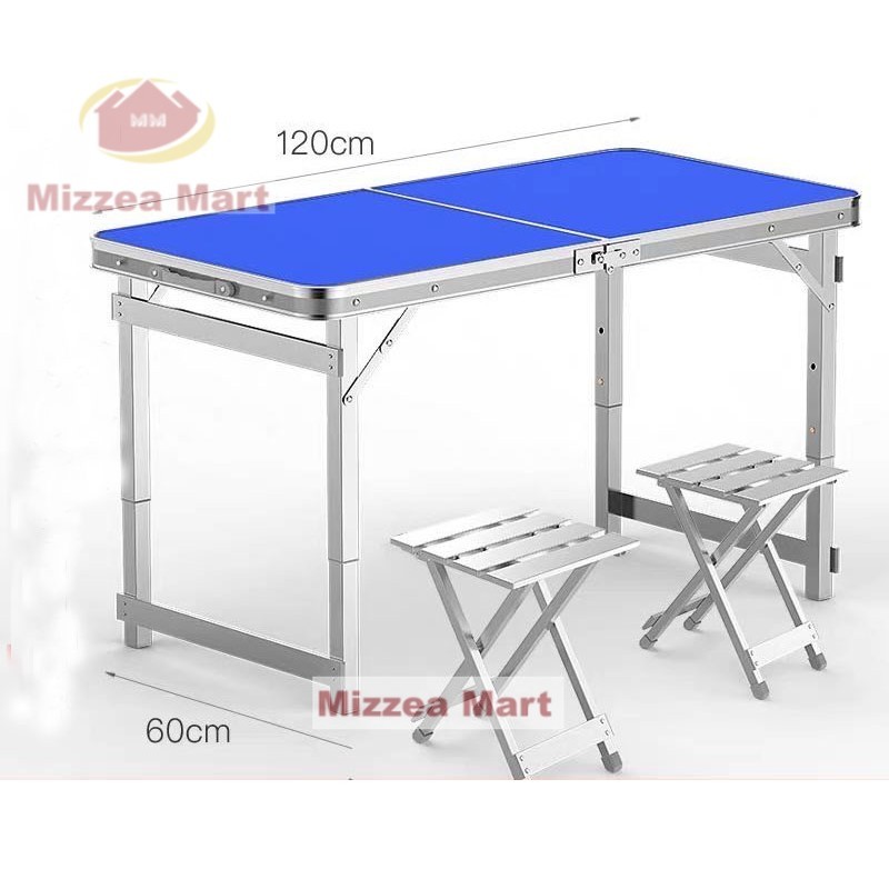 Mizzea Meja Lipat Portable + 2 KURSI / KAKI KOTAK // Meja Lipat Koper / Meja Laptop Lipat