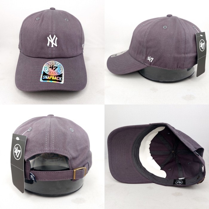 TOPI SNAPBACK MELENGKUNG NY YANKEES ABU LOGO KECIL