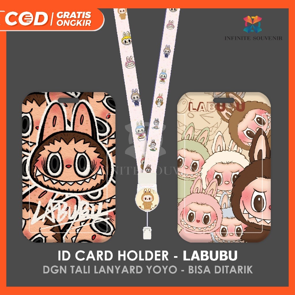 

(N017) ID Card Holder Tali Yoyo Labubu / The Monster / Nametag Yoyo / Card Holder Yoyo / Cat / Card Holder Tali Bisa Ditarik
